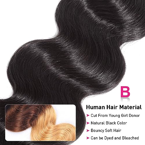 12A Human Hair Bundles Body Wave 3 Bundles Human Hair 16 18 20 Inch 100% Unprocessed Brazilian Virgin Hair Bundles Deals Human Hair Weave Body Wave Human Hair Extensions Natural Color