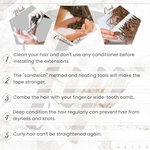 Hetto Curly Tape in Hair Extensions Human Hair Curly Black Tape in Hair Extensions Real Human Hair Tape in Extensions Natural Curly Black Hair Extensions Invisible 20 Inch 20Pcs 50g #1 NW