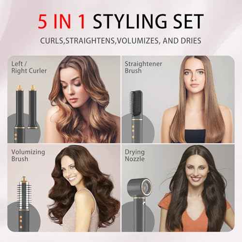 Hair Dryer Brush 5 in 1, JAOSOP Hair Styler, 110,000 RPM High-Speed Negative Ionic Hair Dryer Fast Drying, Professional Multi Blow Dryer Brush for Curling Volumizing Straightening Styling