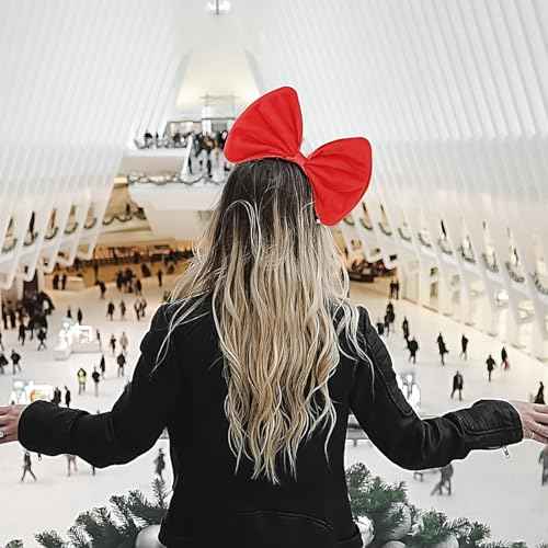 Red Bow Headband Red Glitter Bowknot Christmas Headbands for Women Girls Sequin Bow Headband Snowflake Hairband Red Hair Hoop Winter Hair Accessories for Christmas Party Gift 1PCS, One Size Fits Most