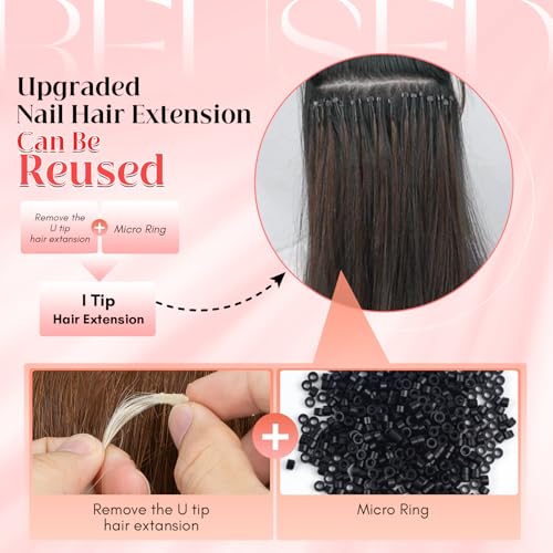 S-noilite U Tip Hair Extensions 100% Real Remy Human Hair Upgraded Micro Ring K Tip Extensions Pre Bonded Keratin Hair Extensions 50g/50 Stands 22 Inch Ash Blonde Highlighted Bleach Blonde