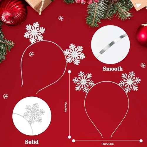 Christmas Headband for Women and Girls - Snowflake, Holiday, Rhinestone, Crown, Xmas Headpiece for Adults - Christmas Accessories