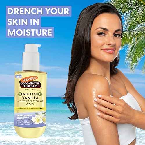 Palmer's Cocoa Butter Formula Body Oil, Moisture Drenching Tahitian Vanilla, 6.5 Oz, 72Hr Hydration with Shea Butter & Vitamin E for Softer Skin, Protects & Soothes Dryness, Dermatologist Approved