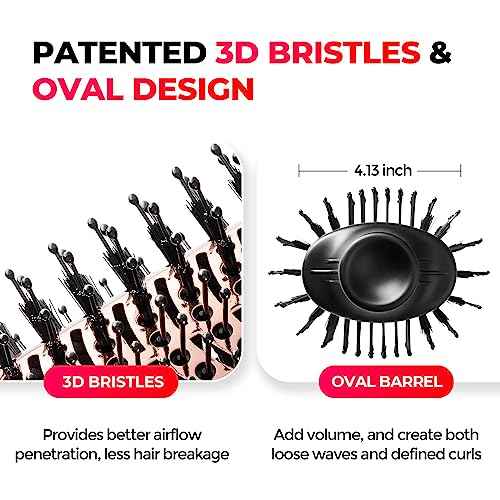 TYMO Hair Dryer Brush Blow Dryer Brush in One, 4 in 1 Ionic Hairdryer and Styler Volumizer with Oval Titanium Barrel, Hot Air Straightener for Smooth Frizz-Free Blowout, Gold