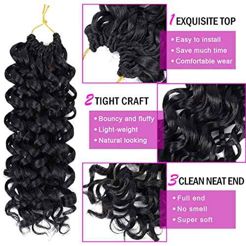 7 Packs GoGo Curl Crochet Hair 10 Inch Short Curly Crochet Hair for Women Water Wave Beach Curl Deep Twist Crochet Braids Synthetic Braiding Hair Extensions (10 Inch, 1B)