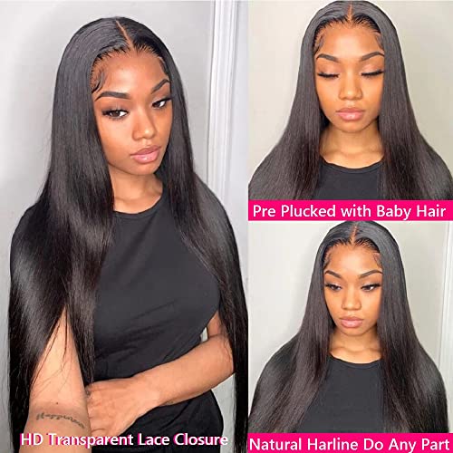 10A Brazilian Straight Human Hair 3 Bundles with Closure 14 16 18+12 Inch 100% Unprocessed Straight Virgin Hair Weave Bundles Human Hair with 4x4 HD Lace Closure