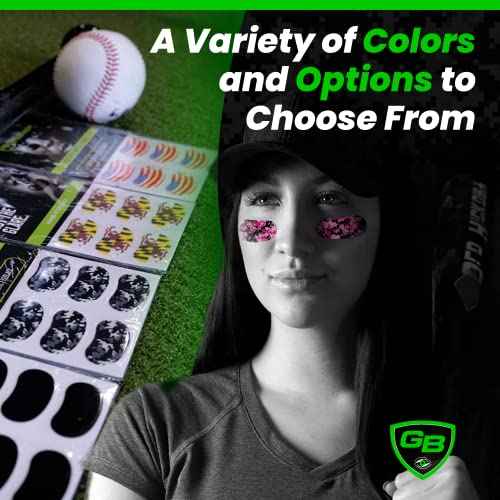 12 Pairs Peel & Stick Athletic Eyeblack Glare Blockers Colored Camo Purple Eye Black Strips (Pink Camo)