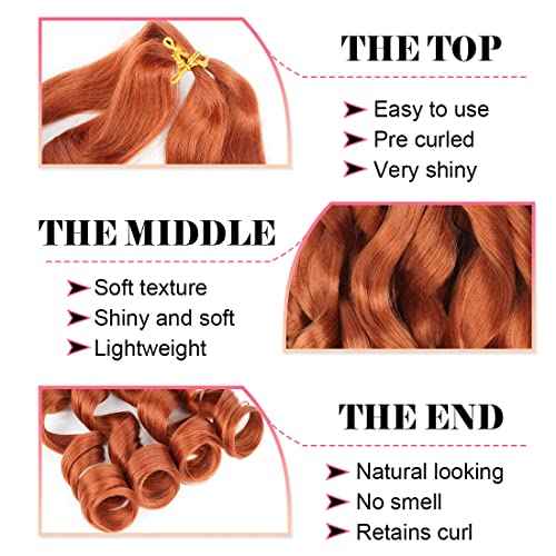 Ginger French Curl Braiding Hair 24 Inch Soft Ginger Braiding Hair Pre Stretched Loose Wave Bouncy 100g/pack Yaki Crochet Hair for Black Women Hair Extensions for Braids (#350)