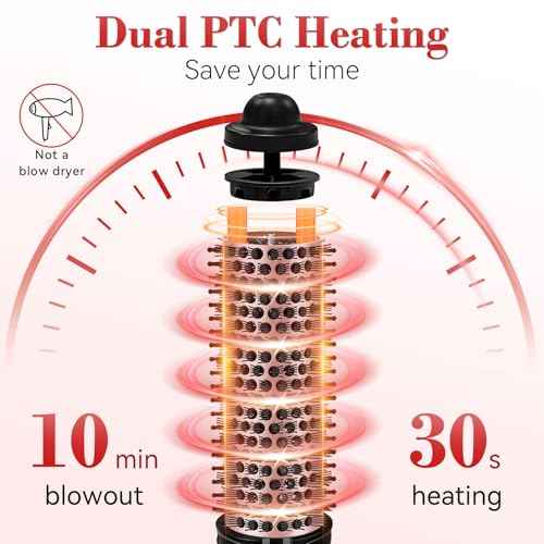 Ufree Ionic Thermal Brush, 1.5 Inch Heated Round Brush for Blowout, 30s Fast Heating Curling Brushes with 9 Temp Settings, Dual Voltage Travel Hair Styling Tool, Not Blow Dryer