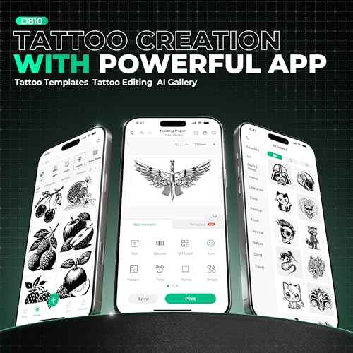 Nelko D810 Tattoo Stencil Printer, Wireless Thermal Tattoo Printer with 10pcs Tattoo Transfer Papers, Portable Tattoo Machine for Artist & Beginners, Compatible with Phone Pad and PC, Smoke Black