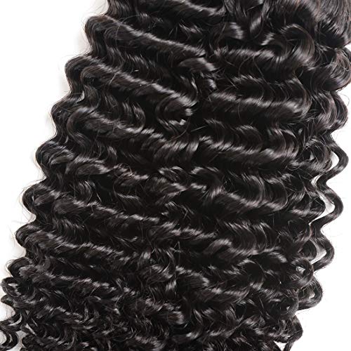 Brazilian Curly Bundles Human Hair Virgin Hair Kinky Curly 100% Unprocessed Remy Virgin Cheap Human Hair Weave Extensions Natural Black Human Hair Weave(Kinky Curly, 14 14 14)