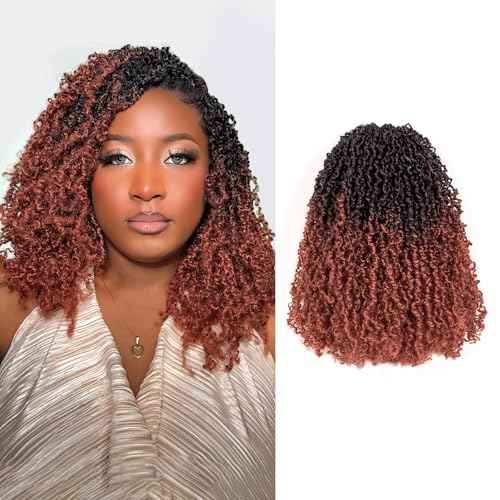 Toyotress Yanky Twist Crochet Hair - 10 Inch 8 Packs (30 Strands/Pcs) Fluffy Spring Mini Twist Short Bob Passion Twist, Ombre Ginger Pre-Looped Crochet Braids Braiding Hair (10 Inch, OT350-8P)