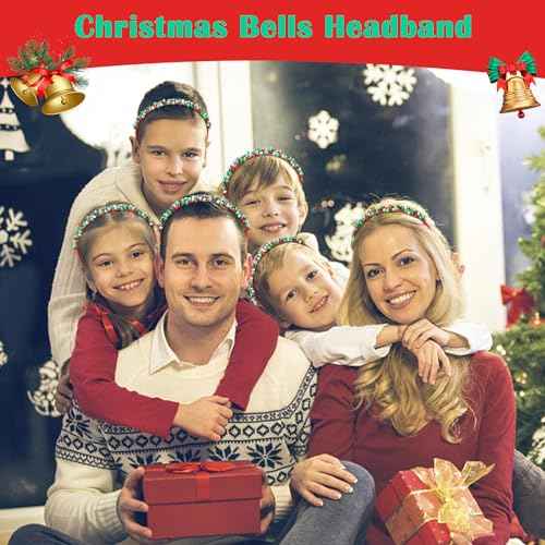 Christmas Headbands Xmas Bell Hairband Holiday Headbands Red Green Silver Christmas Headband for Women Girls