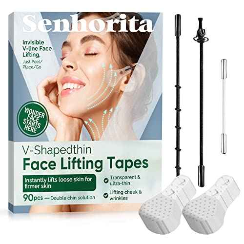 TANGDIAABBCC Face Lifting Tape, 90PCS Face Lift Tape Invisible for Double Chin, V-line Face Lifting & Tightening, Ultra-thin & High Elasticity Face Tape Hiding Facial Wrinkles