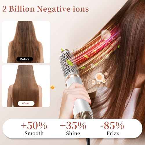 6 in 1 Hair Dryer Brush, Upgrade Detachable Blow Dryer Brush Air Styler Wrap Air Curler, Curly Twist Hot Curling Iron, Negative Ion Blow Dryer Hot Styler, Travel Hair Styling Tool