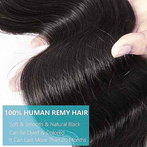 Cirvty 24 Inch Body Wave Bundle Human Hair 1 Bundles Body Wave Bundles 100% Unprocessed Brazilian Virgin Hair Bundles Double Weft Weave Bundles Human Hair Natural Black Color
