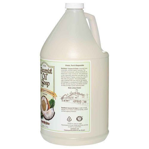 NutriBiotic – Pure Coconut Oil Soap, Unscented, 1 Gallon | Certified Organic, Unrefined, Biodegradable, Vegan & Made without GMOs, Gluten, Parabens Or Sulfates | Rich, Cleansing Lather