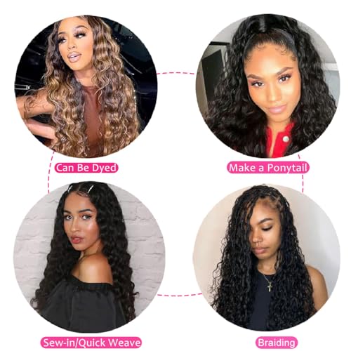 Peruvian Loose Deep Bundles,100% Unprocessed Virgin Human Hair Single Bundle 26 Inch 10A Peruvian Loose Deep Wave Human Hair Bundles Deep Curly Wave Human Hair Natural Black