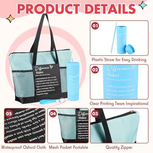 Paterr 36 Pcs Team Thank You Gifts Bulk Employee Appreciation Cups 16 Oz Large Tote Inspirational Bags and Keychains