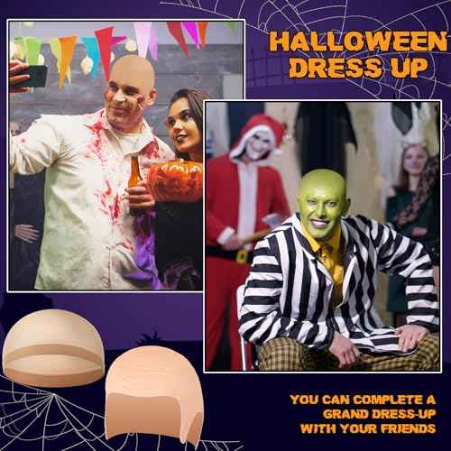 2 Pcs Halloween Bald Cap Nylon Wig Caps Makeup Latex Head Caps for Women Men for Halloween Party Cosplay Theater