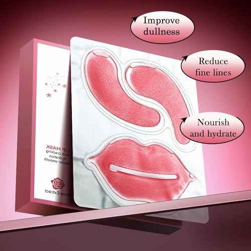 10 Pair Under Eye Mask & 10 Pair Lip Mask Skincare Set, Rose Pink Lip Patches & Under Eye Patches for Puffy Eyes, Dark Circles, Dry Lips Lines, Deep Hydrating Moisturizing, Gifts for Mom Women
