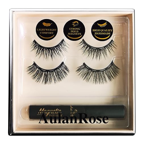 3D Magnetic Eyelashes Natural Look,Magnetic Lashes with Eyeliner,Cruelty-Free & Vegan Faux Lashes /60 Wears