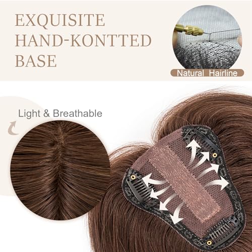 Rich Choices Hair Toppers for Women Real Human Hair 150% Density Clip in Silk Base No Bangs 100% Human Remy Toppper Realistic Scalp Pieces for Women with Thinning Crown 10 Inch #2 Dark Brown