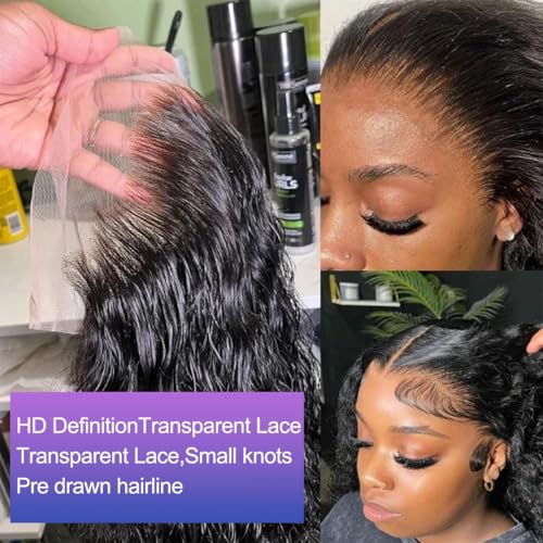 250 Density Short Water Wave Wig Bob Wig Human Hair Glueless HD Transparent Lace Frontal Human Hair Wigs 13x4 Water Wave Frontal 14 Inch Curly Bob Wig Human hair Wet and Wavy