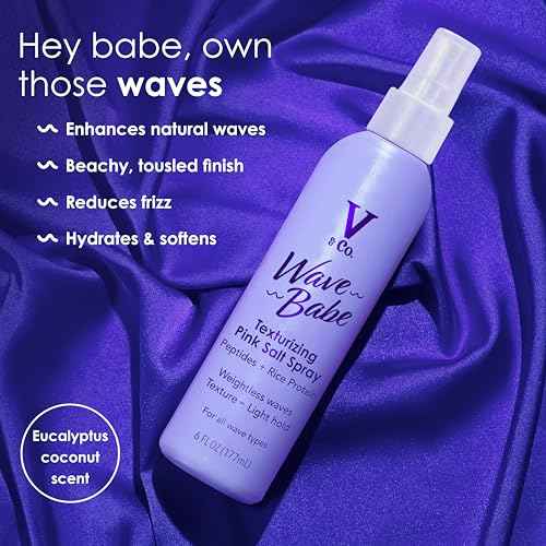 V&Co. Beauty Wave Babe Texturizing Pink Salt Spray ? Beach Wave Spray for Wavy Hair with Himalayan Pink Salt & Peptides ? Lightweight Texturizing & Volumizing Mist for Soft, Touchable Texture ? 6 oz