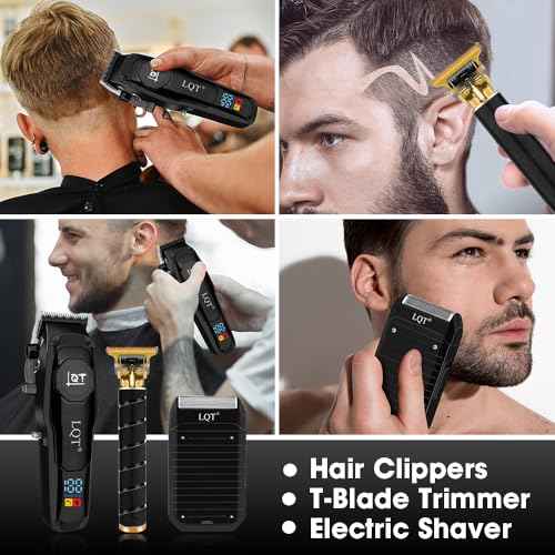 Hair Clippers for Men,3 In1 Cordless Beard Trimmer Electric Shavers,T-Blade Barber Clippers and Trimmer Set,Electric Hair Cut Machines,Men¡¯s Grooming Kit for Gifts,for Home, Barber