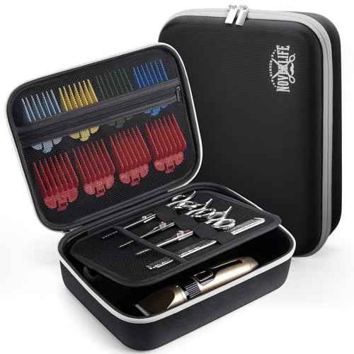 Noverlife Large Hard Clipper Case for Barbers, Portable Hair Cutting Barber Supplies Organizer Bag, Mens Trimmers Box, Hair Salon Carrying Bag for Men Razor Guard Grooming Kits Storage