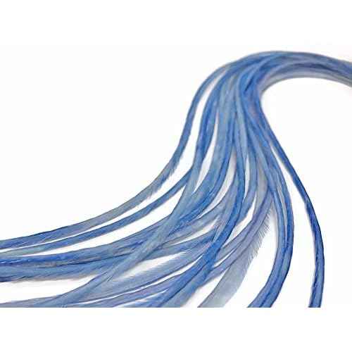 Moonlight Feather, Hair Extension Feathers - Solid Light Blue - 11.5+ Inches Long - 6 Pieces