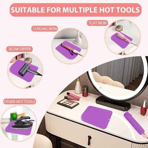 Large Silicone Heat Resistant Mat, Portable Travel Hot Hair Tools Holder Pad for Curling Iron, Flat Iron, Hair Straightener and Other Styling Tools(12.0" x 9.0")