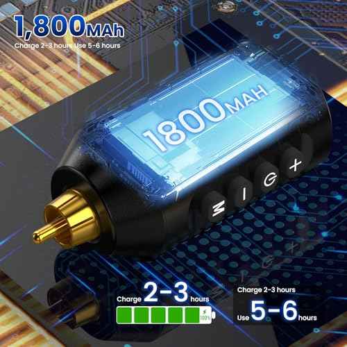 Wireless Tattoo Battery Pack Wormhole Tattoo Power Supply 1,800mAh Capacity with LED Digital Display Rechargeable Cordless Tattoo Power Supply RCA Lithium Battery Pack for Rotary Tattoo Machine WB15-A