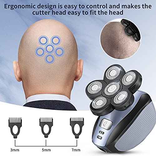 Head Shavers for Men - Upgraded Multifunctional Bald Head Shaver, Waterproof Electric Razor for Men Cordless Rechargeable Shaving Grooming Kit (Blue)