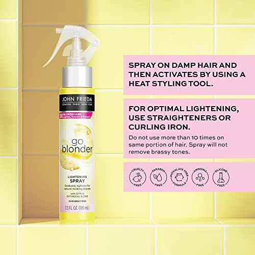 John Frieda Go Blonder Lightening Spray, Controlled Hair Lightener to Gradually Lighten Hair, with Citrus and Chamomile BlondMend Technology, 3.5 Oz