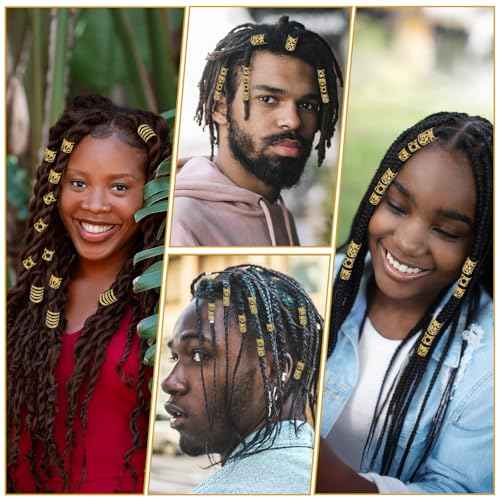 Ouligay 100Pcs Gold Hair Rings Charms for Braids Gold Hair Jewelry Adjustable Hairs Clips Braid Cuffs Accessories Decorations for Braids Locs Dreadlock Women Men Festival Pirate Decorations