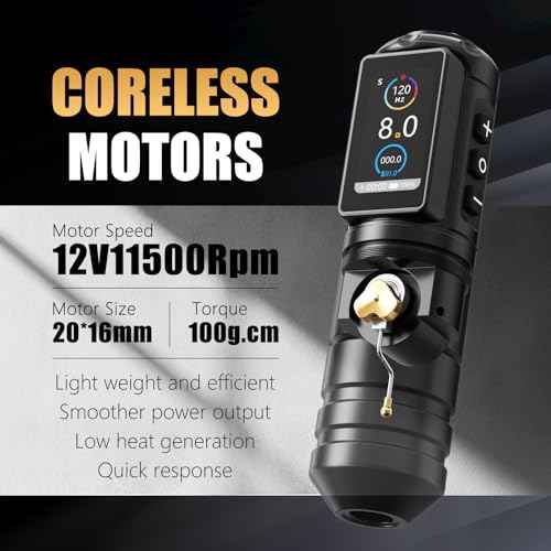 Ambition Ninja Pro Tattoo Machine with Coreless Motor - Rotary Cartridge Tattoo Pen with 2000mAh Power Supply for Professionals and Beginners Tattoo Artists