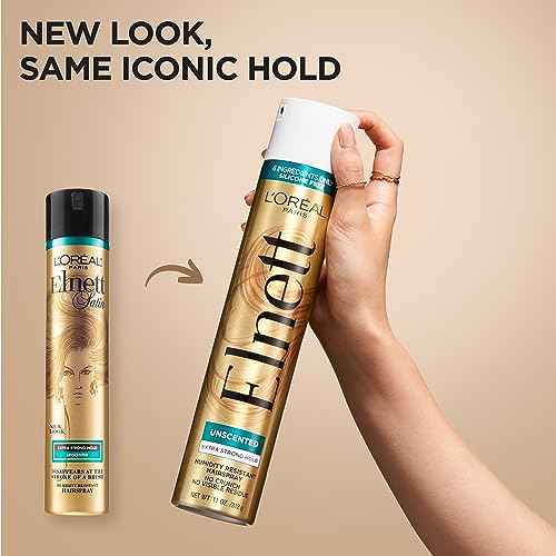 L'Oreal Paris Elnett Satin Hairspray Extra Strong Hold Unscented 11 oz; (Packaging May Vary)
