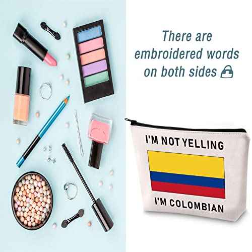 LEVLO Funny Colombia Flag Cosmetic Bags Souvenirs I'm Not Yelling I'm Colombian Makeup Bags Colombian Root Flag Gifts (I'm Colombian)
