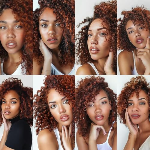 Curly Bundles Human Hair 20 22 24 Inch Reddish Brown Color #33 Deep Wave Human Hair Bundles Unprocessed Brazilian Virgin Hair Double Weft Quick Weave for Black Women