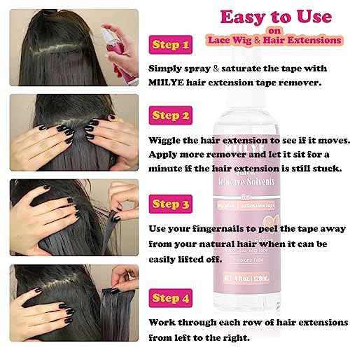 MIILYE Tape in Extension Remover Spray 4OZ/120ml, Tape in Remover Lace Wig Glue Remover Fast Removes Double Sided Hair Extensions Tape & Hair Glue Residue| Gentle on Skin| No Greasy| Easy to Clean