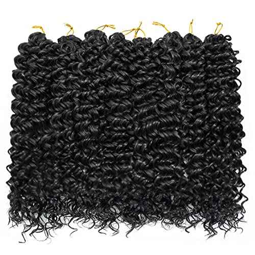 8 Packs Curly Crochet Hair GoGo Curl Crochet hair for Women Natural Black Deep Wave Braiding hair,Synthetic Bohemian Crochet Braid Water Wave Crochet hair Extensions(18inch, 1B)