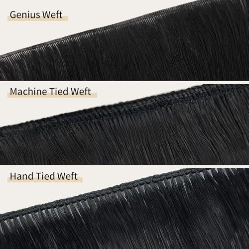ABH AMAZINGBEAUTY HAIR Genius Weft Hair Extensions Human Hair Sew in Hair Extensions Real Human Hair Weft Extensions Hand Tied Virgin Hair 50G, #60 Platinum Blonde 20 Inch