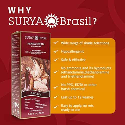 Surya Brasil Products Henna Cream, Chocolate, 2.37 Fluid Ounce