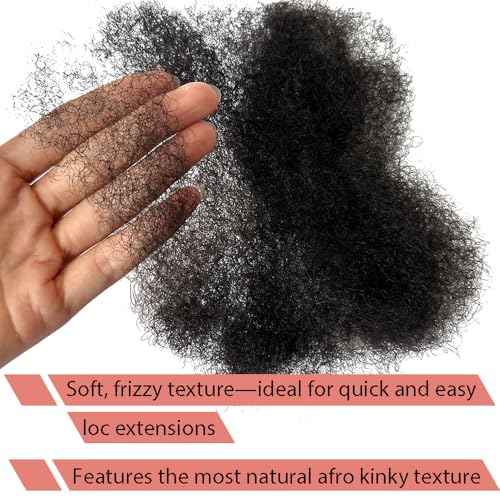 Tight Afro Kinky Human Hair for Dreadlocks,Ideal for Making Locs,Repair Extensions,Twist or Braids 4 Bundles/Package Natural Black #1B 8inch