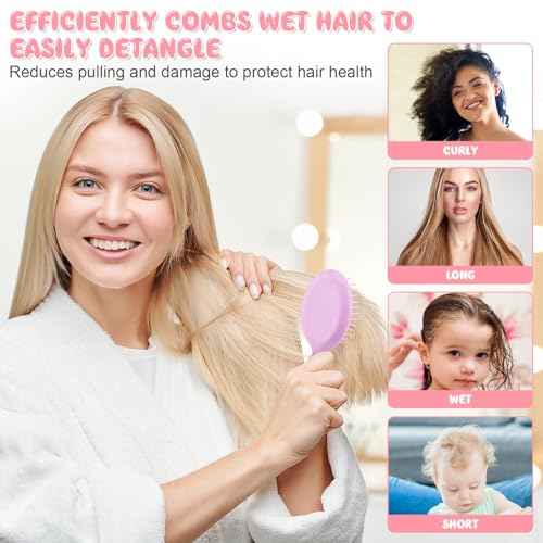 HOFASON Bridesmaid Gift Bachelorette Party Favors,16 PCS Mini Wet Hair Brush Travel for Stocking Stuffers, Teen Girls Gift, Small Hair Brush for Pockets, Women Girl Detangling Travel Mini Brush