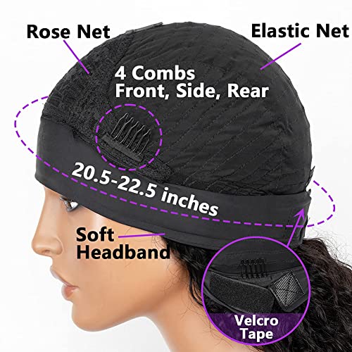 Water Wave Headband Wig Human Hair for Black Women - 20 Inch Brazilian Virgin Hair Glueless None Lace Front Wig - Natural Black 150% Density