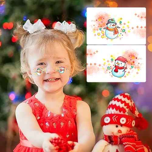 Glitter Butterfly Temporary Tattoos Colorful Eyes Face Stickers Feather Face Tattoos for Women Make up (Christmas 01)