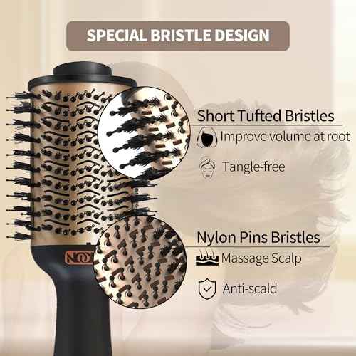 NOOR 4-in-1 Hot Hair Dryer Brush Frizz Control Blowout Hair Dryer Brush Blow Dryer Brush for Drying and Straightening Volumizing Hot Air Styler for All Hairstyles - Frizz-Free Hair in One Easy Step